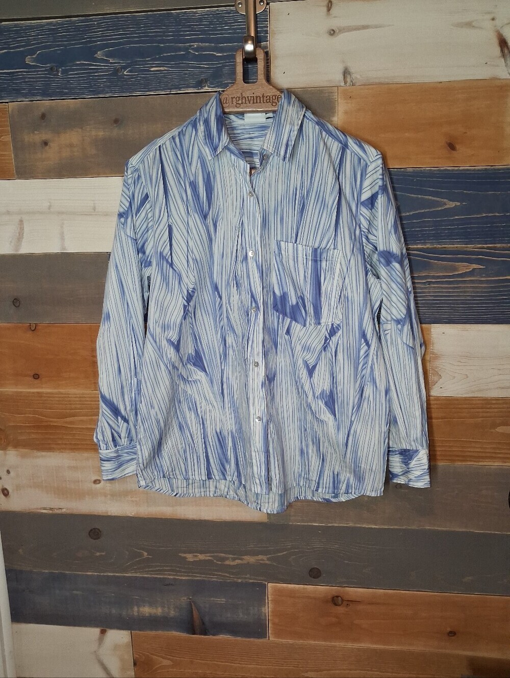 Desigual Dress Shirt Cotton M Blue White Contemporary - Picture 9 of 9
